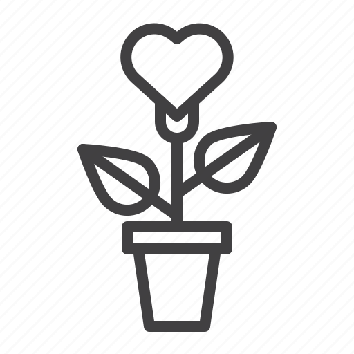 Heart, plant, flower, pot, love icon - Download on Iconfinder