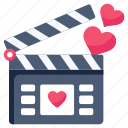 romantic film, romantic movie, love movie, clapperboard, romantic filmmaking