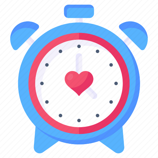 Valentine alarm, alarm clock, timer, timekeeper, timepiece icon - Download on Iconfinder