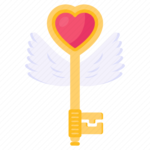 Passkey, love key, latch key, heart key, key icon - Download on Iconfinder