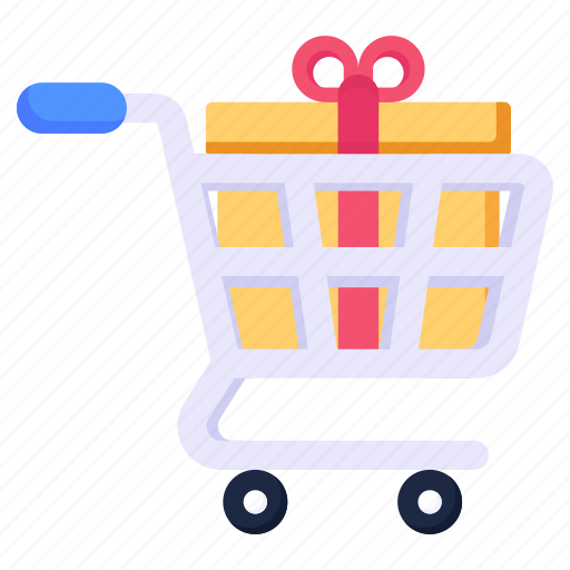 Gift box, ecommerce, shopping trolley, gift shopping, surprise icon - Download on Iconfinder