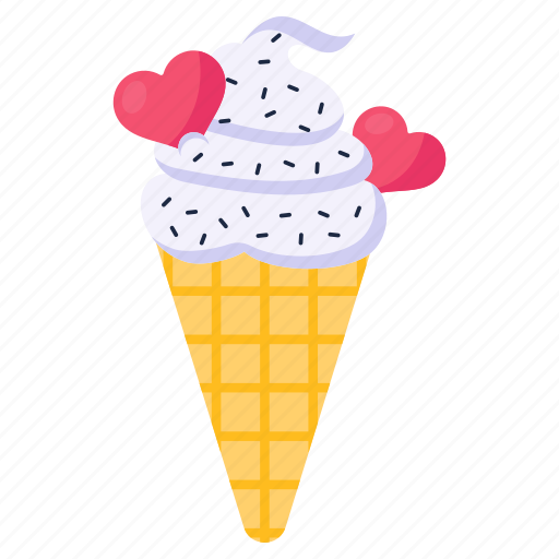 Valentine cone, ice cream, ice cone, dessert, sweet icon - Download on Iconfinder