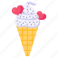 valentine cone, ice cream, ice cone, dessert, sweet 