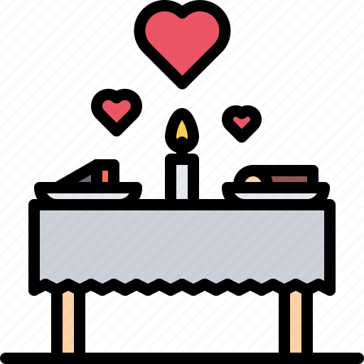 Lunch, table, food, plate, candle, light, fire icon - Download on Iconfinder