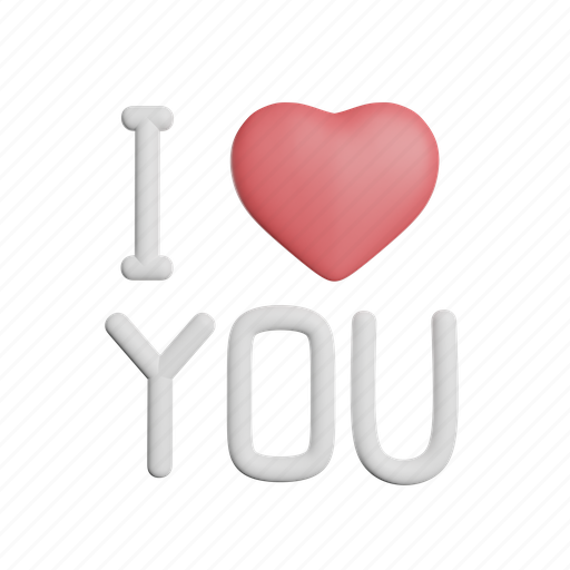 I, love, you, front, romance, romantic, heart 3D illustration - Download on Iconfinder