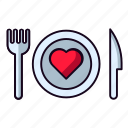 dinner, heart, love, restaurant