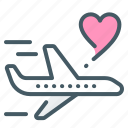 airplane, honeymoon, flight, heart