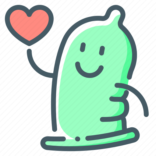 Heart, condom, character, funny icon - Download on Iconfinder