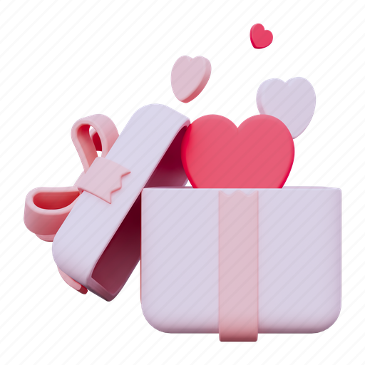 Gift love, gift box, present, love, romance, wedding, heart 3D illustration - Download on Iconfinder