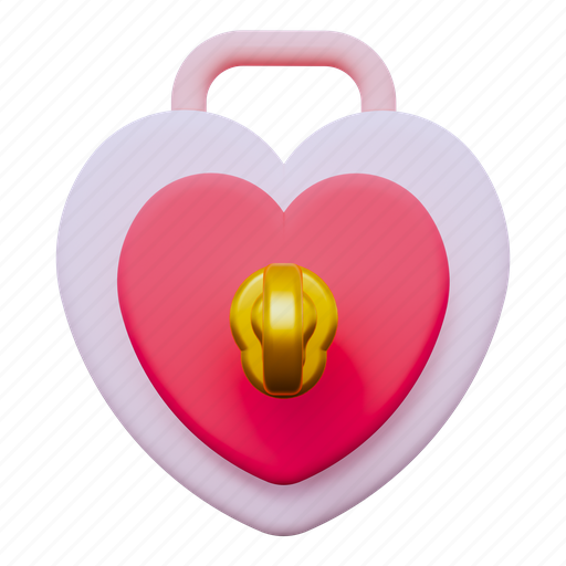 Heart lock, padlock love, love, padlick, wedding, romantic, romance 3D illustration - Download on Iconfinder