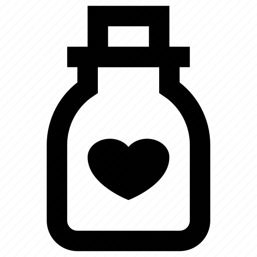 Beverage, bottle, drink, food, heart, jar, romance icon - Download on Iconfinder