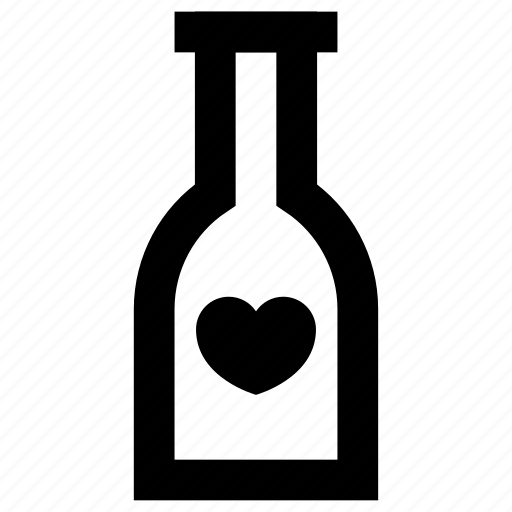 Beverage, bottle, drink, heart, love, romance, wine icon - Download on Iconfinder