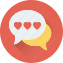 chat bubble, conversation, love chat, message, romantic chat