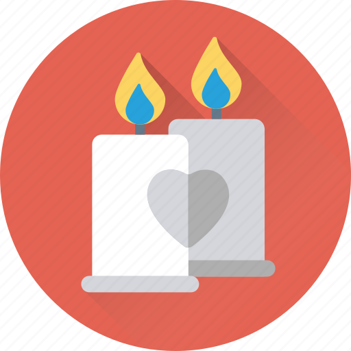 Burning candles, candles, decoration, heart icon - Download on Iconfinder