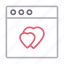 browser, heart, love, online, romance 