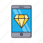 diamond, gem, mobile, phone, stone 