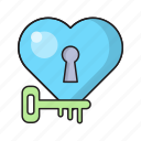 heart, key, lock, love, romance