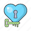heart, key, lock, love, romance 