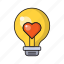bulb, favorite, heart, love, romance 