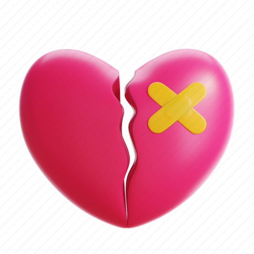 Heart, broken heart, relationship, love 3D illustration - Download on Iconfinder