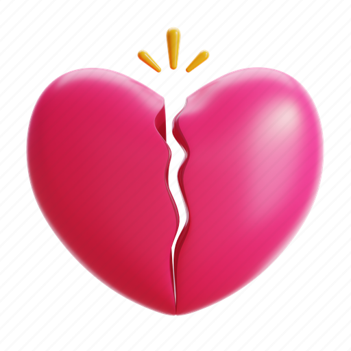Broken heart, love, relationship, valentine 3D illustration - Download on Iconfinder