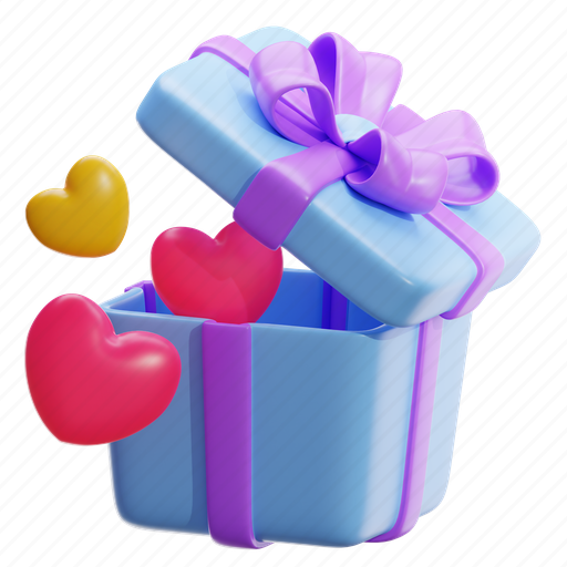Gift, gift box, valentine gift, love 3D illustration - Download on Iconfinder