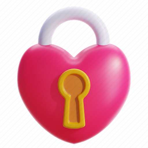Heart, locked, love, romantic 3D illustration - Download on Iconfinder