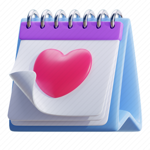 Love, calendar, valentine, valentine day 3D illustration - Download on Iconfinder