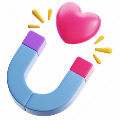 Love, magnet, relationship, valentine 3D illustration - Download on Iconfinder
