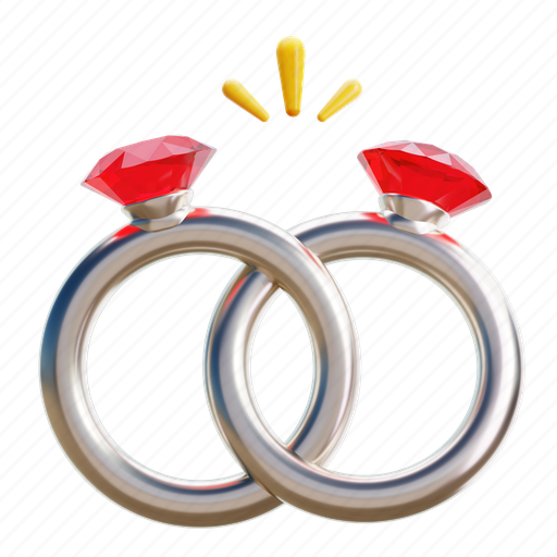 Rings, wedding rings, couple, relationship 3D illustration - Download on Iconfinder