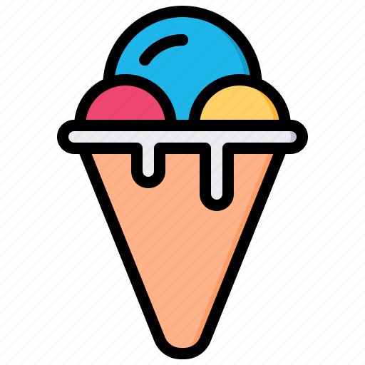 Ice, cream, food, dessert, summer, cone, scoop icon - Download on Iconfinder