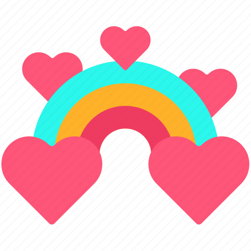 Lovely, rainbow, and, pink, hearts, flower, heart icon - Download on Iconfinder