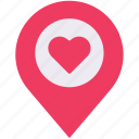 wedding, location, pin, and, pink, heart, romance, navigation, map