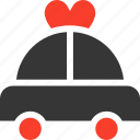 car, heart, limousine, love, marriage, transport, transportation