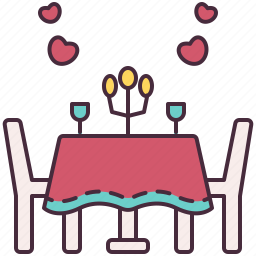 Romantic, dinner, dating, chairs, candles, furniture, table icon - Download on Iconfinder