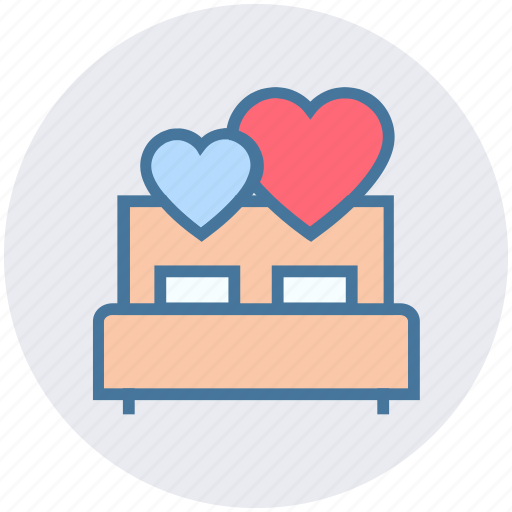 Bed, bedroom, heart, honeymoon, love, romance, valentine icon - Download on Iconfinder