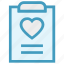 clipboard, document, favorite, heart, list, love, paper 
