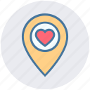 heart, location, love, map, map pin, navigation, pointer