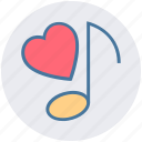 heart, love, music note, musical, quaver, romantic music, romantic song