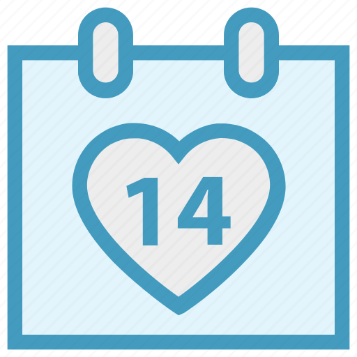 14 february, calendar, date, day, heart, valentine day icon - Download on Iconfinder
