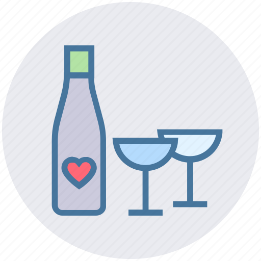 Alcoholic drink, beverage, bottle with heart, drink, glass, heart, wine icon - Download on Iconfinder