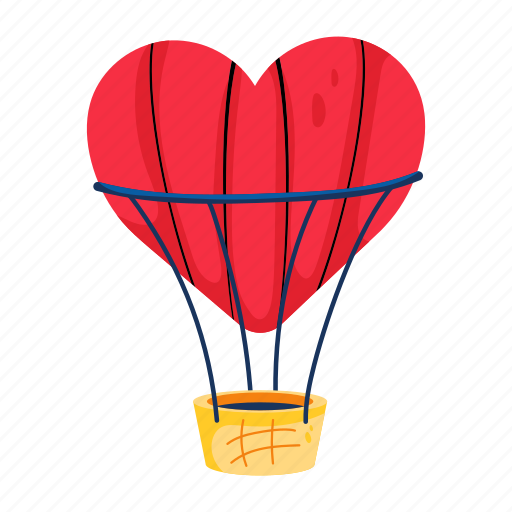 Hot balloon, heart balloon, love ride, air balloon, aerostat icon - Download on Iconfinder