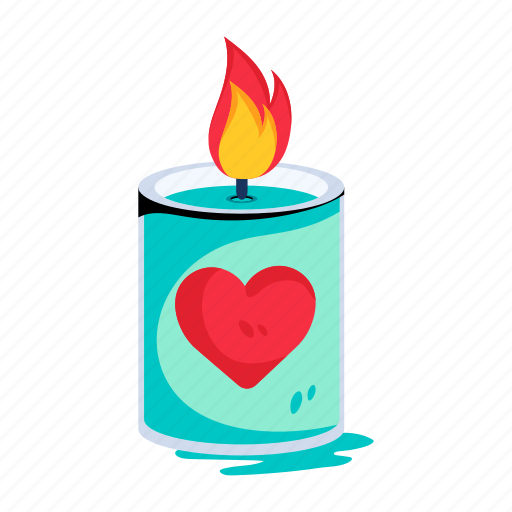 Valentine candle, burning candle, wax light, decorative candle, decorative candlelight icon - Download on Iconfinder