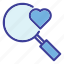 search, love, love and romance, valentines day, dating, magnifying glass, heart, find, searching 