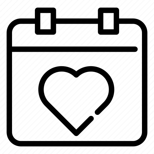 Calendar, love, valentines day, heart, romance, celebrating, wedding date icon - Download on Iconfinder