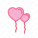 balloon, fly, heart, love, string, valentine