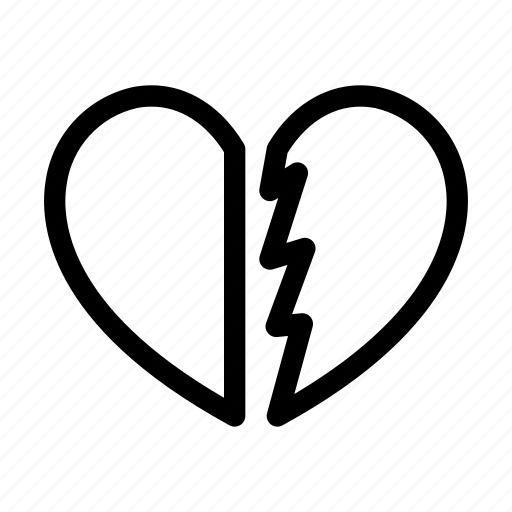 Broken heart, broken, heart, cracked, divided, user interface, ui icon - Download on Iconfinder