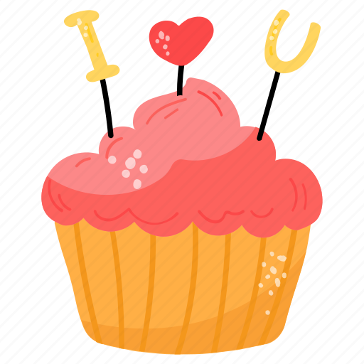 Valentine dessert, valentine cupcake, muffin, sweet, confectionery sticker - Download on Iconfinder