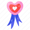 love badge, heart badge, ribbon badge, reward, prize