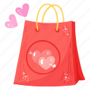 shopping bag, valentine shopping, tote, carryall, bag